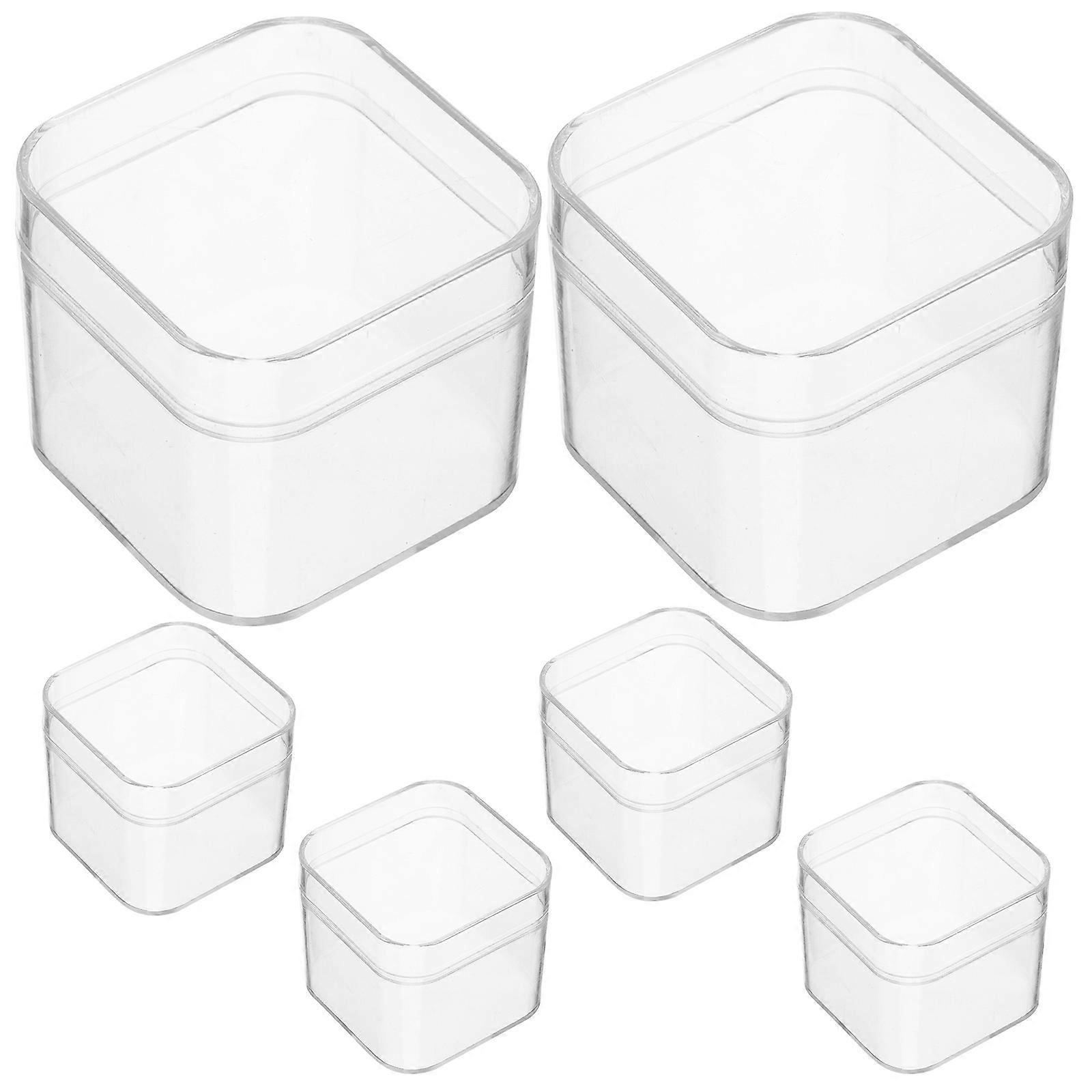 6PCS Clear Small Square Containers Bead Organizer for Jewelry Making Transparent Candy Display Mini Cube Storage for DIY Crafts