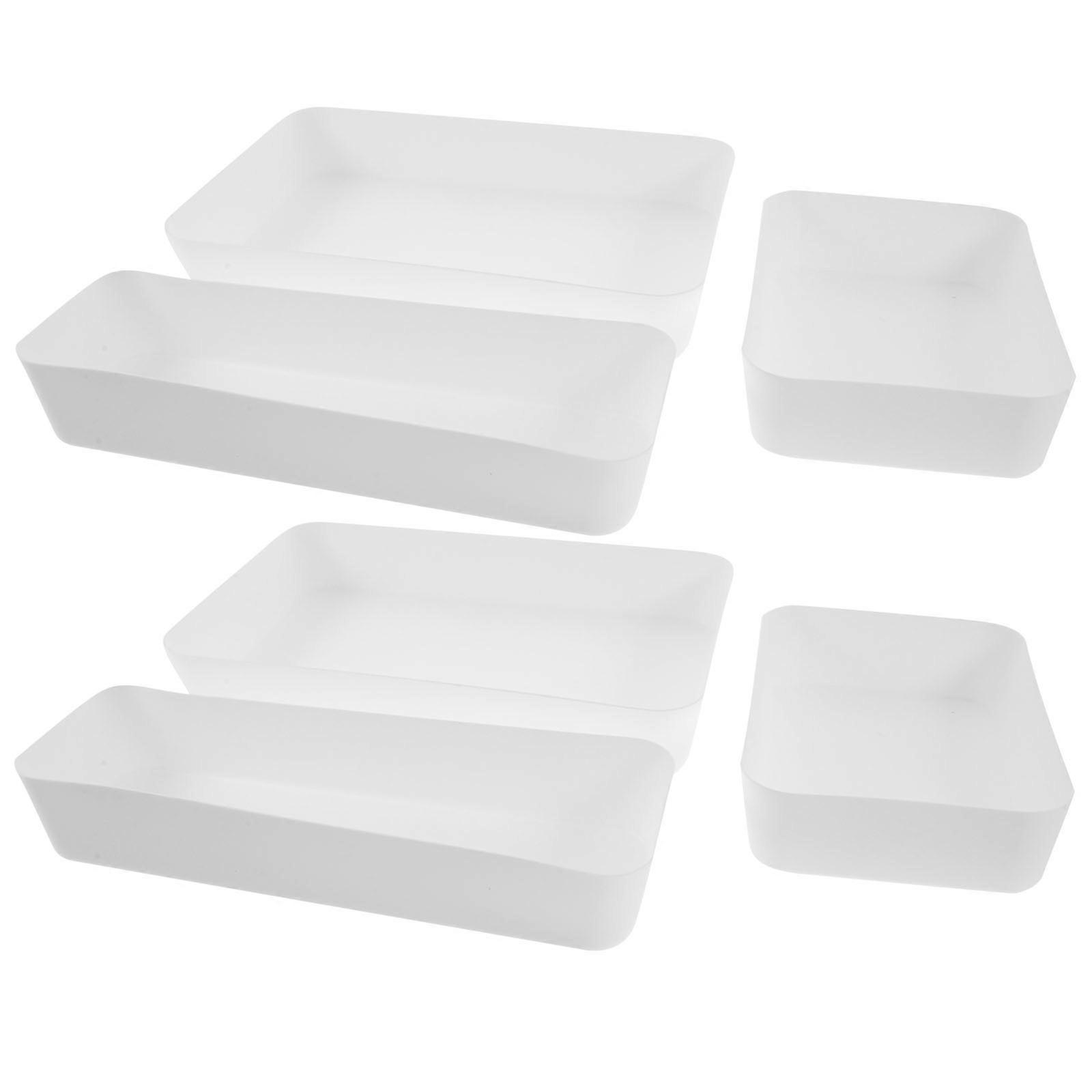 Plastic Desk Drawer Organizer Tray for Storage Made of PP Material White Color 6 Pieces
