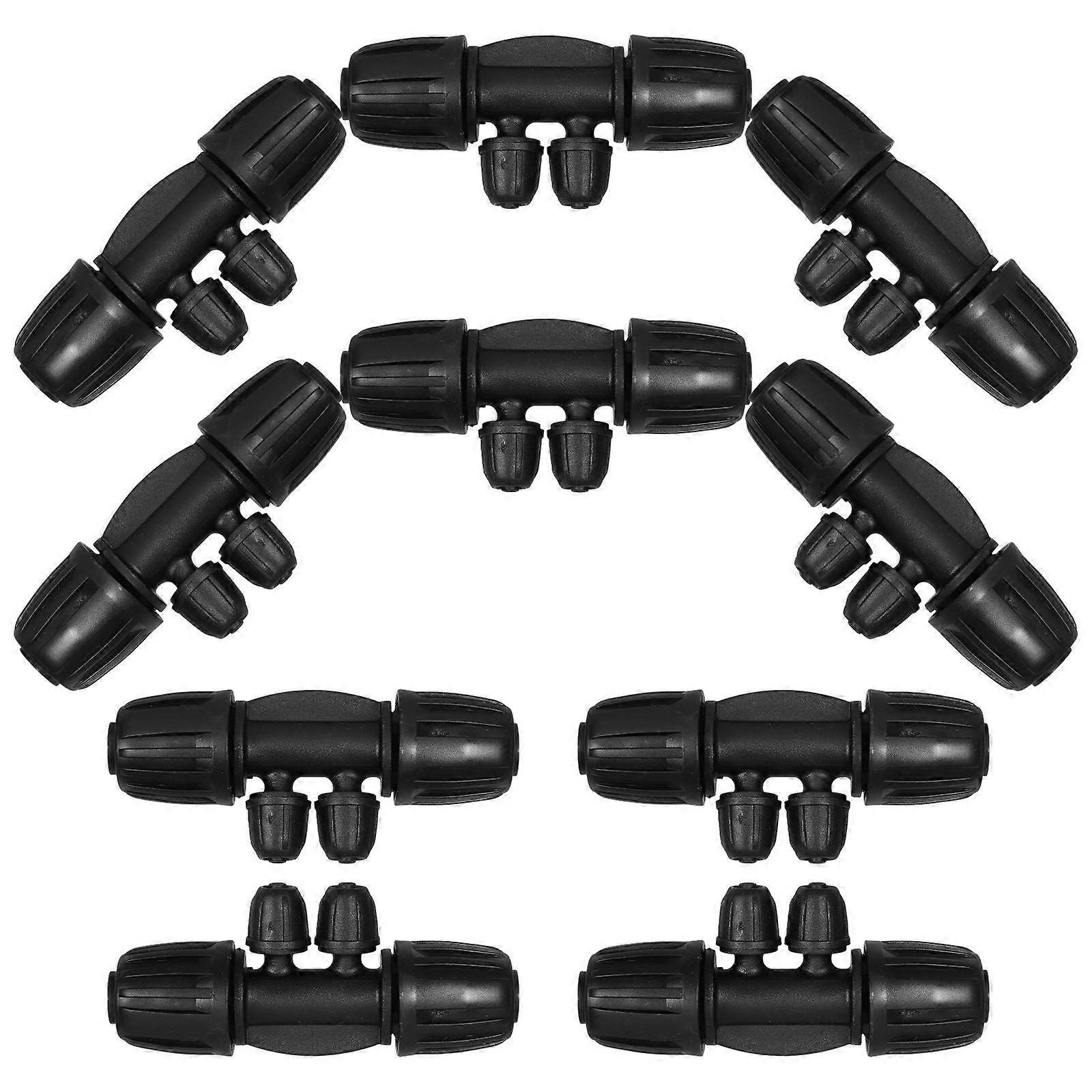 Irrigation Pipe Connector Barbed Tee for Agricultural Use Black 10Pcs