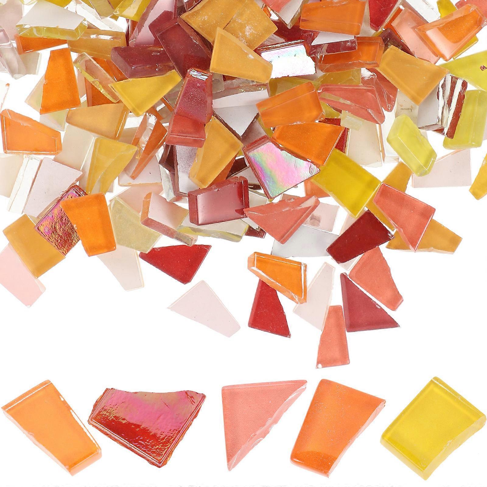 Glass Mosaics Pieces For Diy Projects Red Yellow Orange Indoor And Outdoor Use Break Resistant 1 Bag