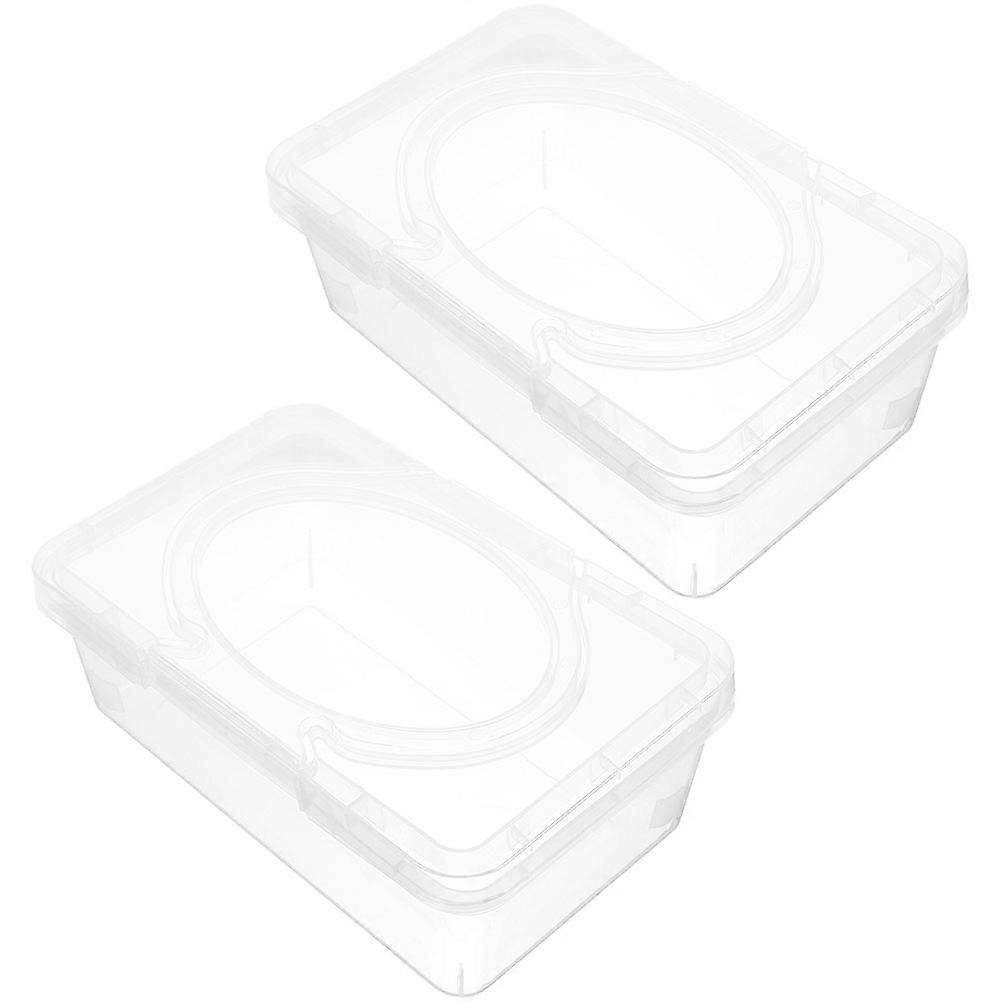 Refillable Wipes Box Wipes Dispenser Case Single-Handed Operation Transparent Napkin Container 2Pcs
