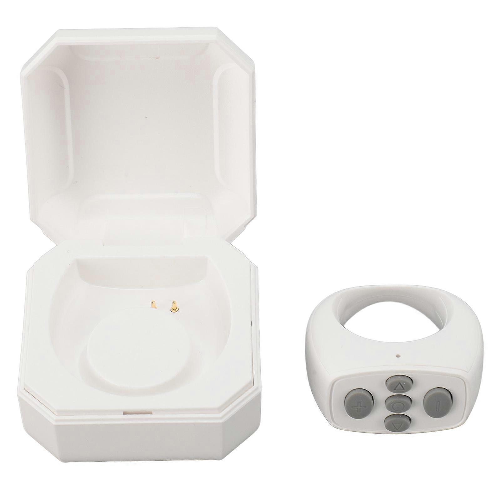 Bluetooth Remote Control Ring 10M with 200mAh Charging Compartment Remote Control Page Turner for Selfie Viewing Video Electronic Book White