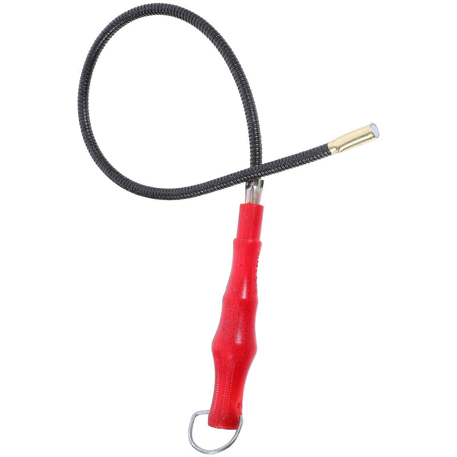 Magnetic Pickup Tool Flexible Bend Design For Automotive Repairs Retrieving Metal Objects 55.20X3.00X3.00CM Red 1Set