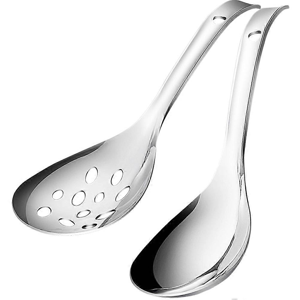 Big Spoons Serving Craftsmanship Slotted Spoon For Baking Stirring Spreading 2Pcs