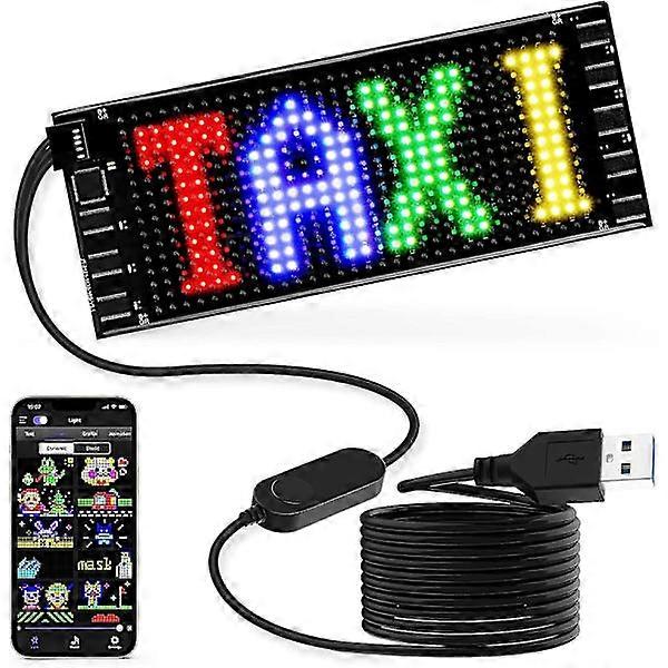 mini led bil tecken, 6,7 'x2,76 'flexibel led matris panel USB 5v bluetooth applikationskontroll diy programmerbar rullande LED-skylt för bilfest bröllop