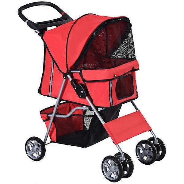 Dog Buggy Dog Cart In Red, Dog Stroller Buggy Jogger Trailer, Lightweight & Foldable