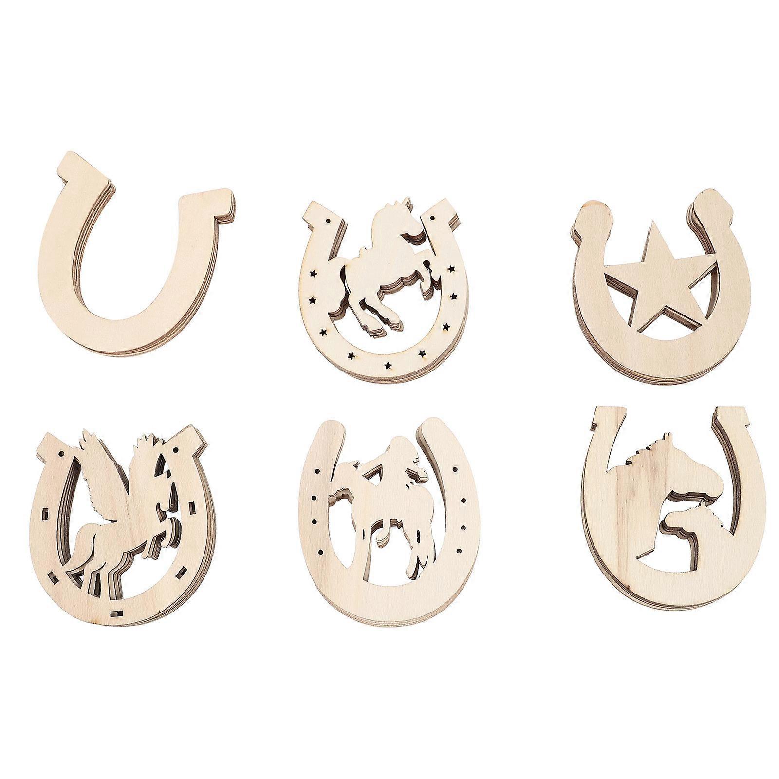 36pcs Unfinished Wooden Horseshoe Cutouts for DIY Crafts, Smooth Wood Slices for Painting, Kindergarten Activities, and Creative Decor Projects