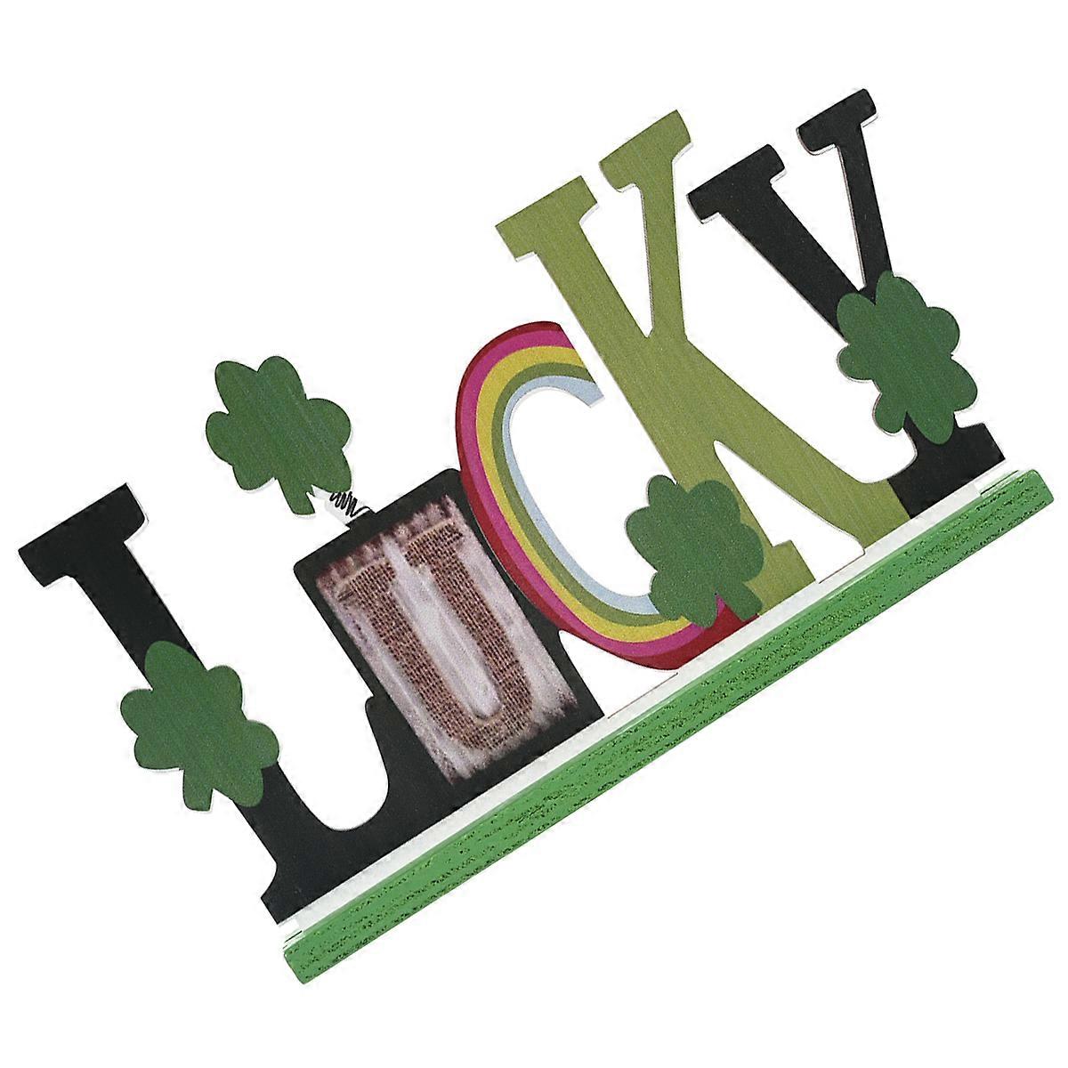 Wooden Table Signs Patrick's Day Decorations Rectangular Green 20x13cm Table Centerpiece 1Pack