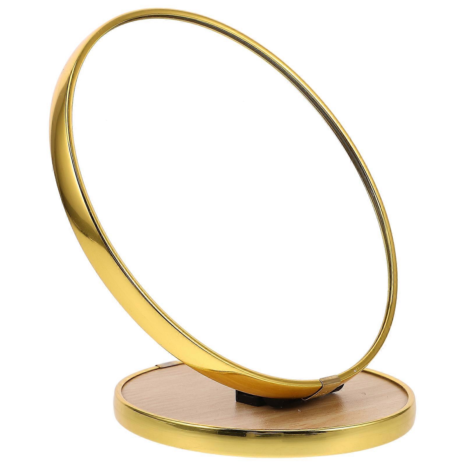 Portable Makeup Mirror For Women With Adjustable Angle And Round Shape Perfect For Travel And Home Use In Elegant Golden Color 1Pcs