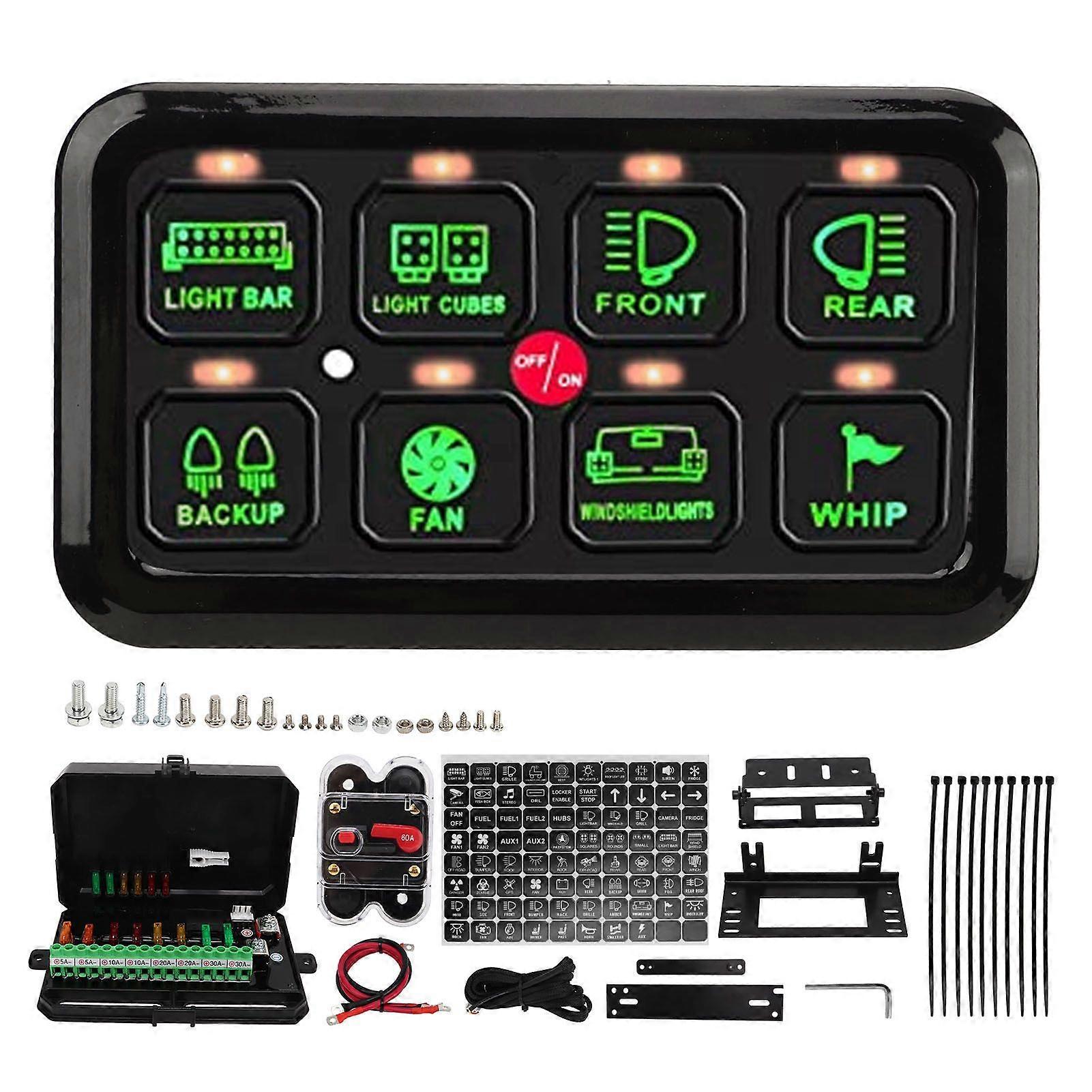 8 gang dimmable led touch switch panel for truck atv utv marine