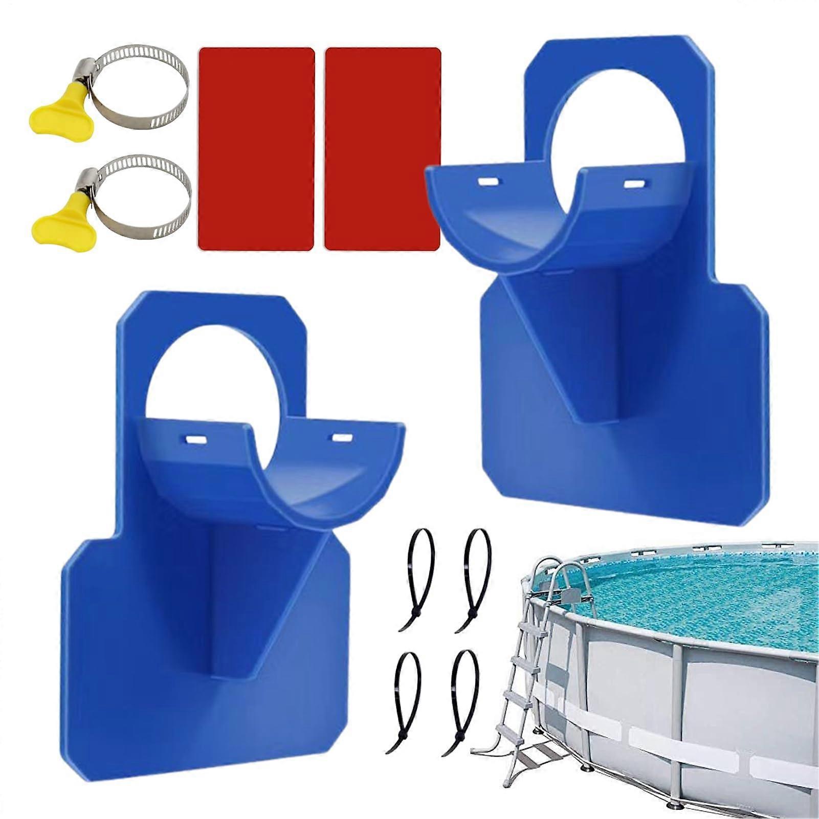 Pool Hose Holder with Adjustable Clamp Hooks for Garden Patio Swimming Pools, Blue