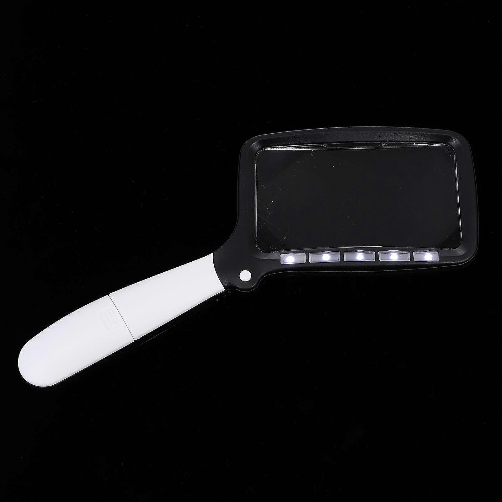 Handheld Magnifier Reading Glass For Elderly With LED Light Practical Assistive Tool In White Acrylic Design 1Set