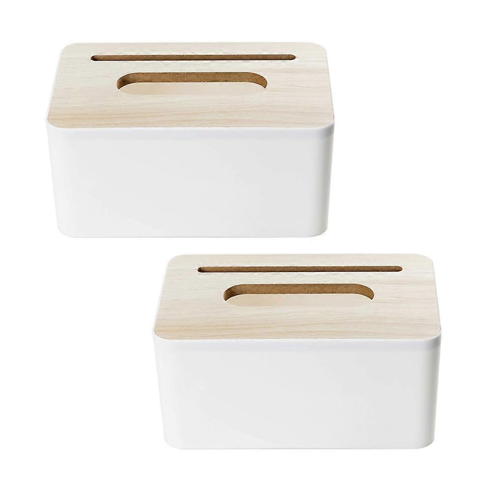 White Plastic Tissue Box for Holding Paper Perfect for Home Office with Convenient Push Pull Design Fits Most Spaces