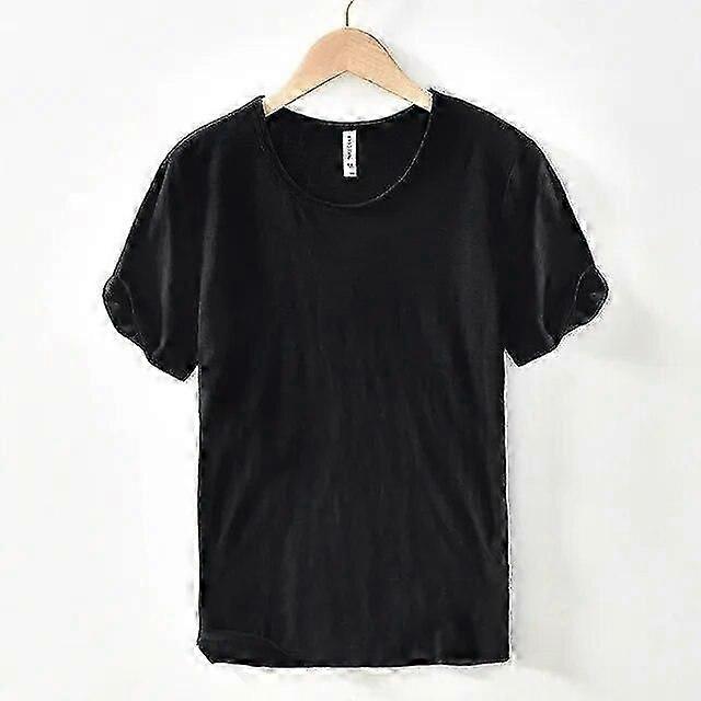 Retro Raw Edge T-Shirt για άνδρες 100% βαμβακερό ελαφρύ αναπνεύσιμο Slim fit Monochromatic O-Neck Casual Basic Top