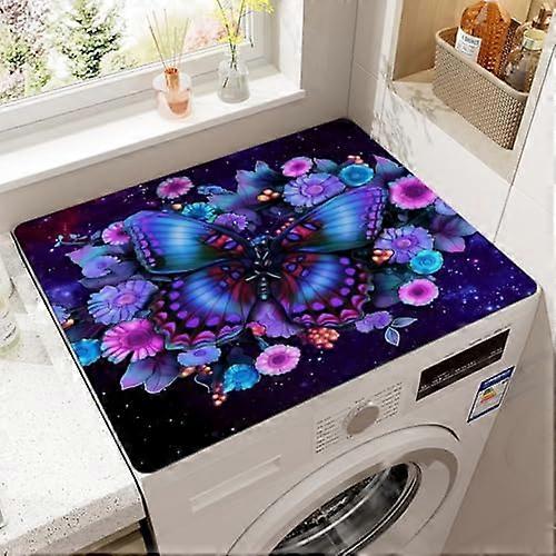 DustProof Mat 30x40 cm, Absorbent Kitchen Drying Mat, Washing Machine & Coffee Table Cover, Purple Butterfly Design