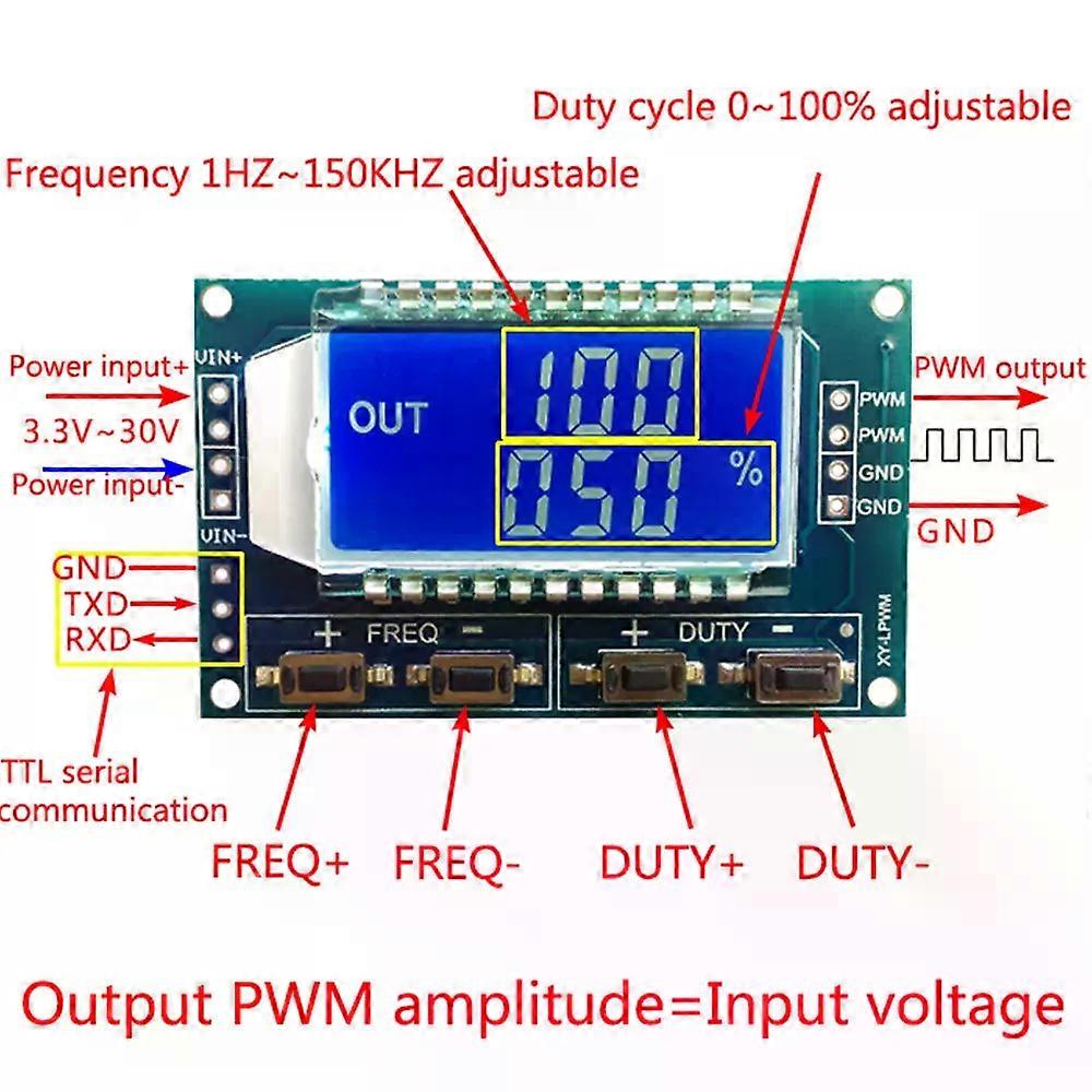 DC 33V-30V 1-Channel 1Hz-150KHz Dual Mode Signal Generator Square Wave LCD PWM Pulse Frequency Duty Cycle Adjustable Module