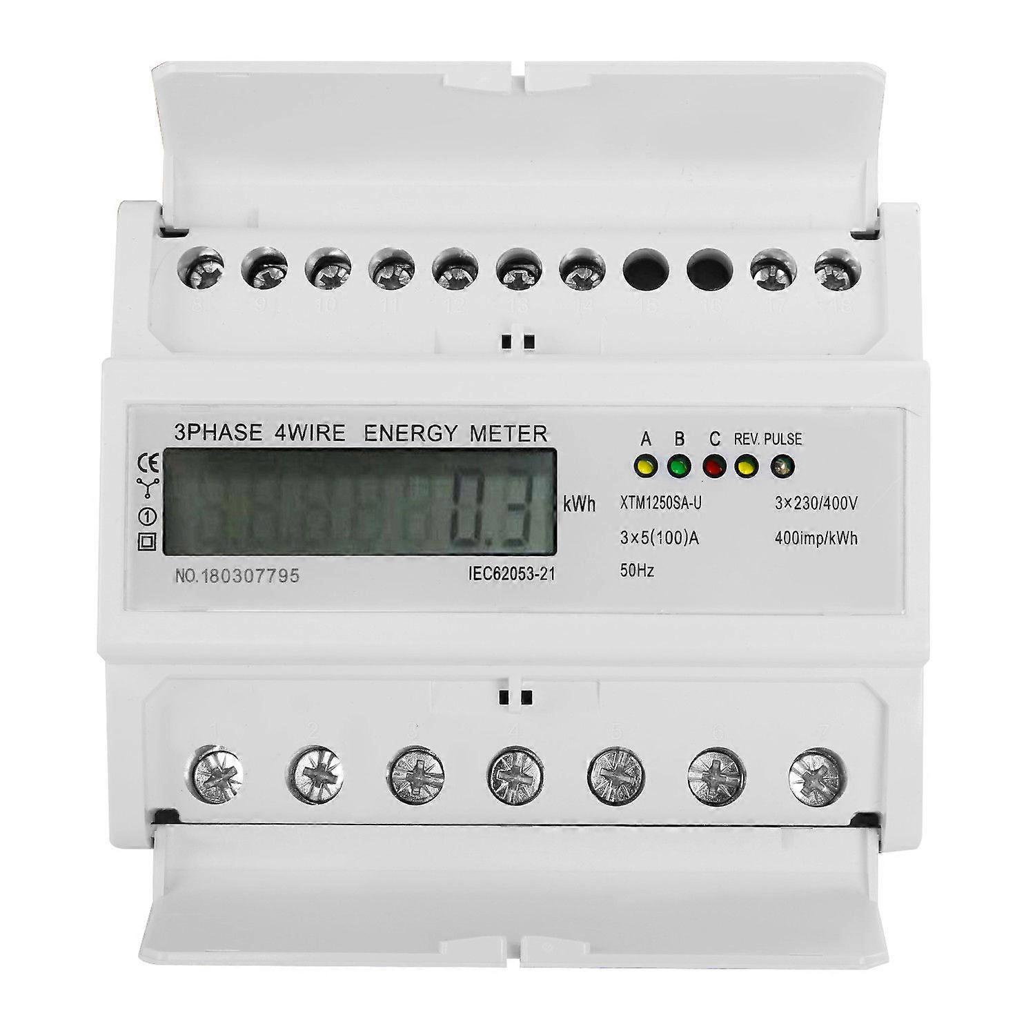 Electricity Meter 4 Wire Energy Meter LCD Display Power Monitoring Dry and Ventilated Environments 1Set
