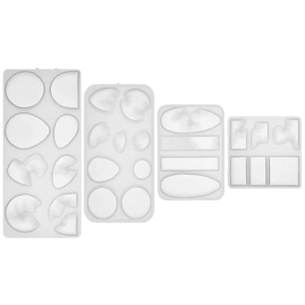 4pcs Flexible Epoxy Molds for DIY Jewelry Making – Reusable Pendant & Keychain Casting Tools for Safe Crafting