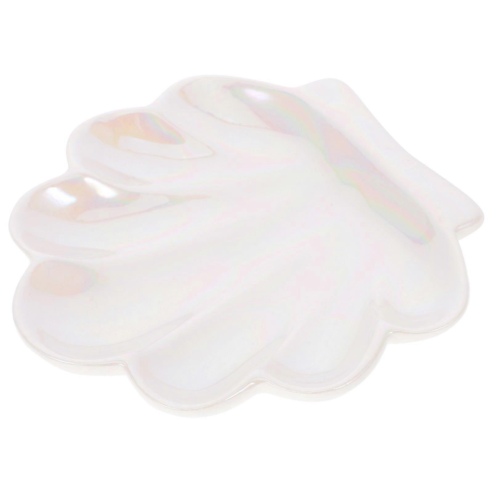 Trinket Dish Decorative Ceramic Jewelry Holder In Shell Shape Ideal For Home Use Providing Practical Organization 1Set