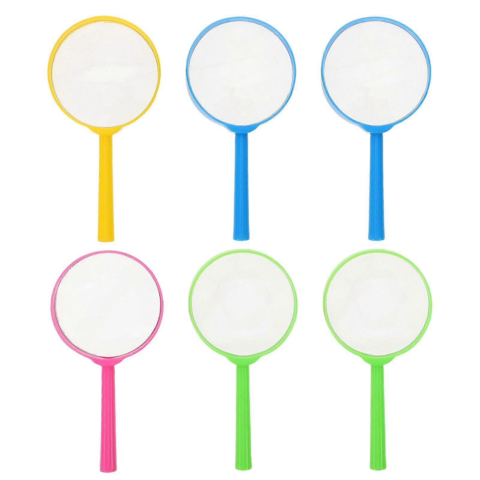 6pcs Magnifying Glasses Handheld Plastic Magnifying Glasses Portable Reading Magnifiers for Kids (2pcs Blue, 2pcs Green, 1pc Pink, 1pc Yellow)