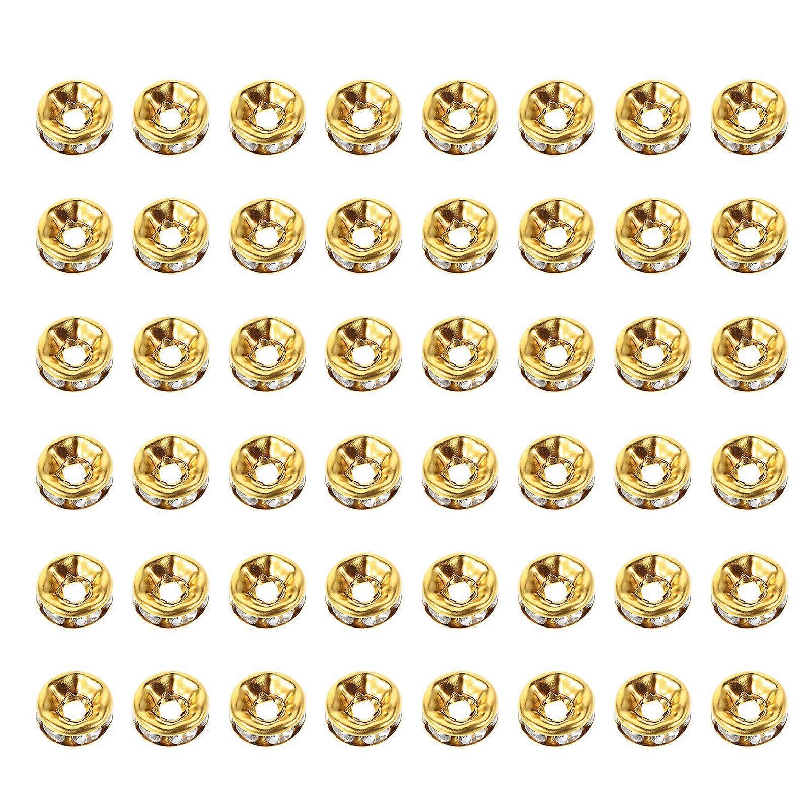 100pcs Golden Plated Rondelle Crystal Spacer Beads for Jewelry Making Radiant Shine Rhinestone Beads for Bracelets, Necklaces & DIY Craft Projects