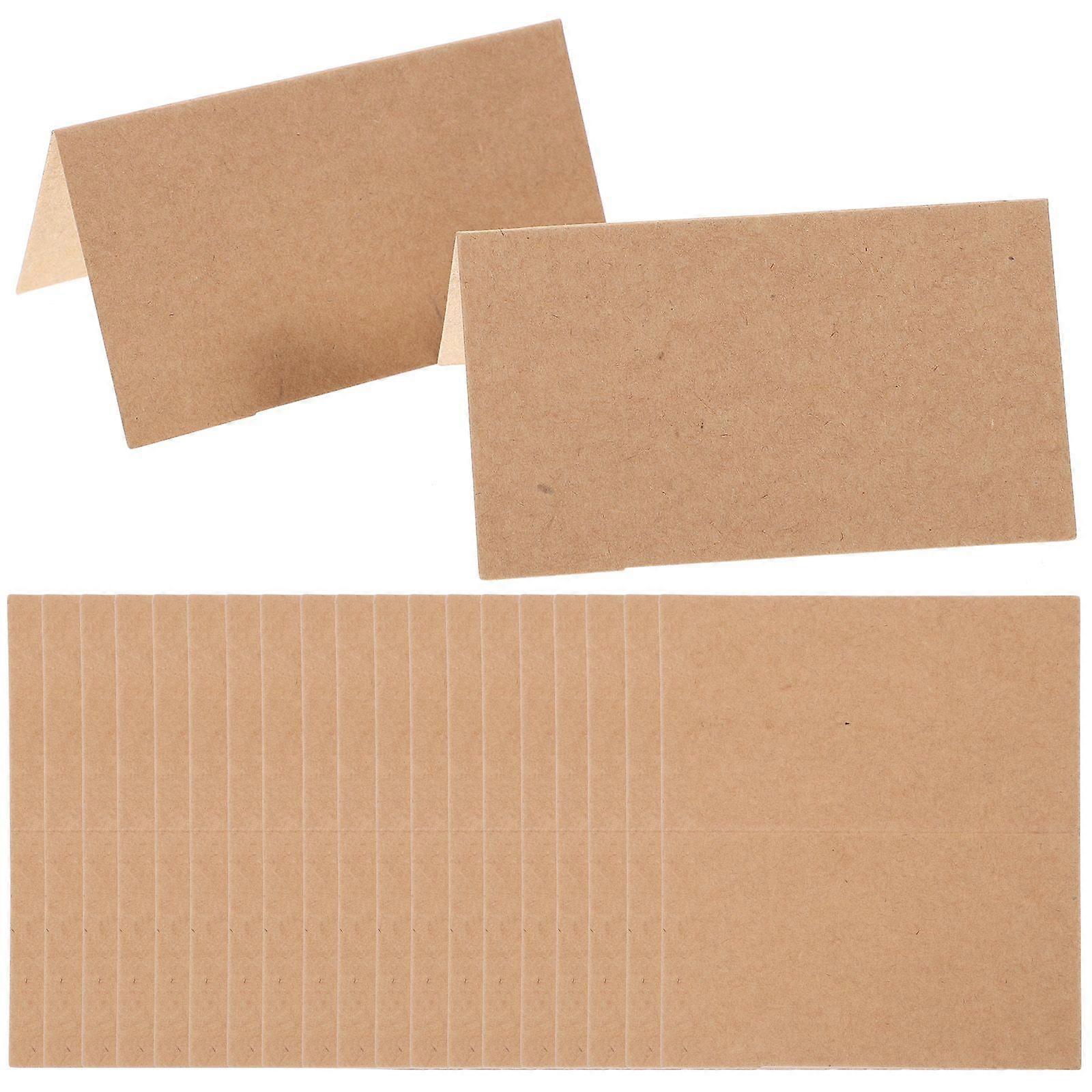 35PCS Desktop Name Display Business Name Greeting Office Folded Name Blank Kraft Paper Desktop Adornment