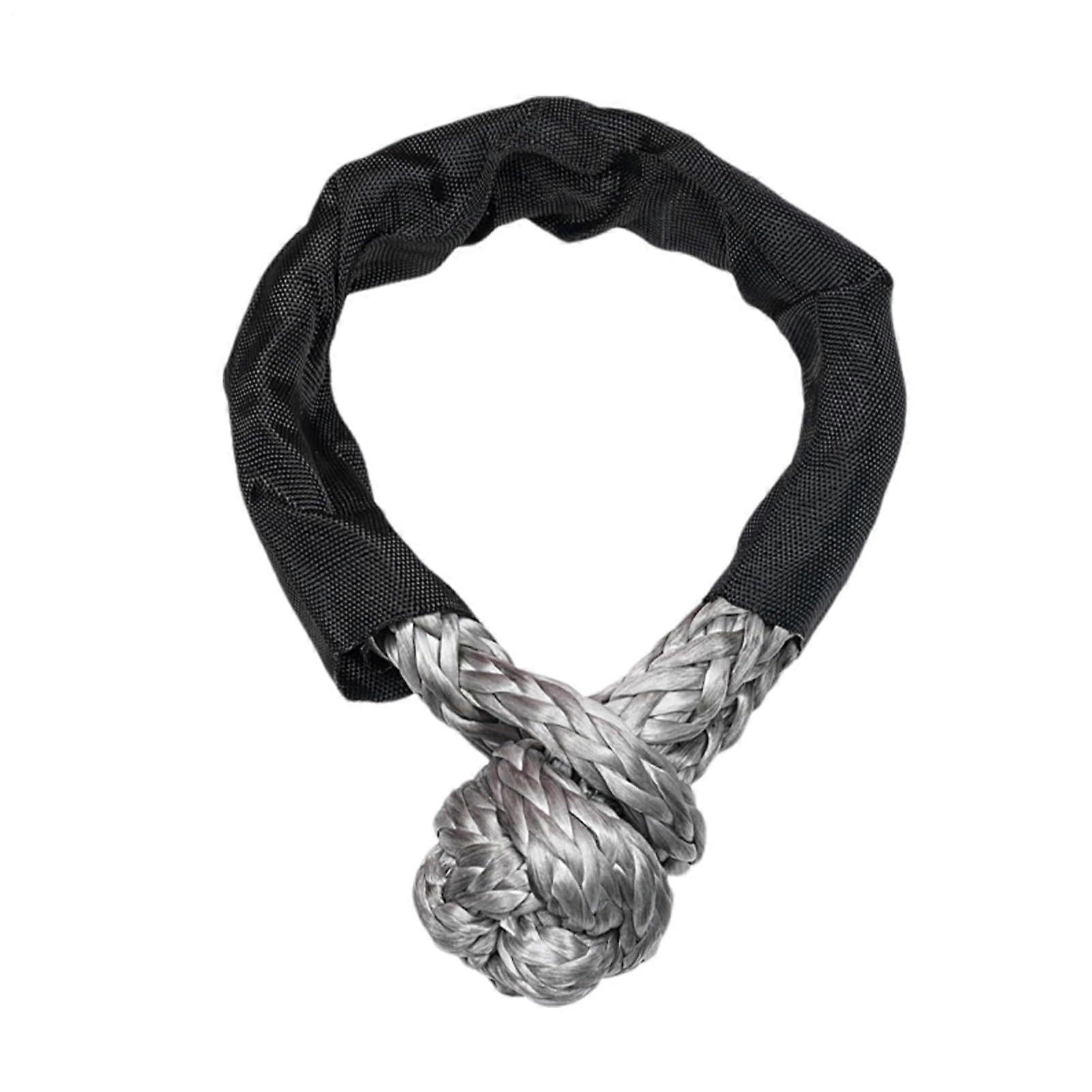 Soft Shackle Synthetic Rope - High-Strength Recovery Rope For Offroad Tow, Gray