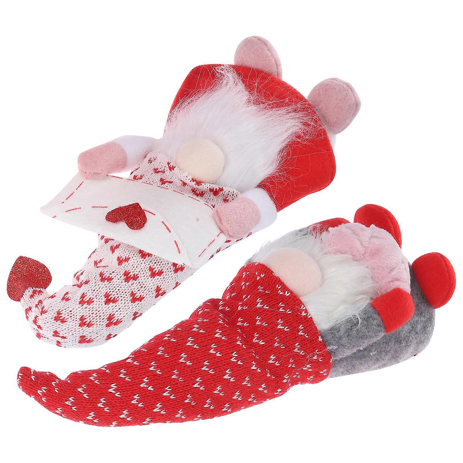 Valentine's Day Gnome Figurine 2Pcs Tabletop Adornment Assorted Color Decoration