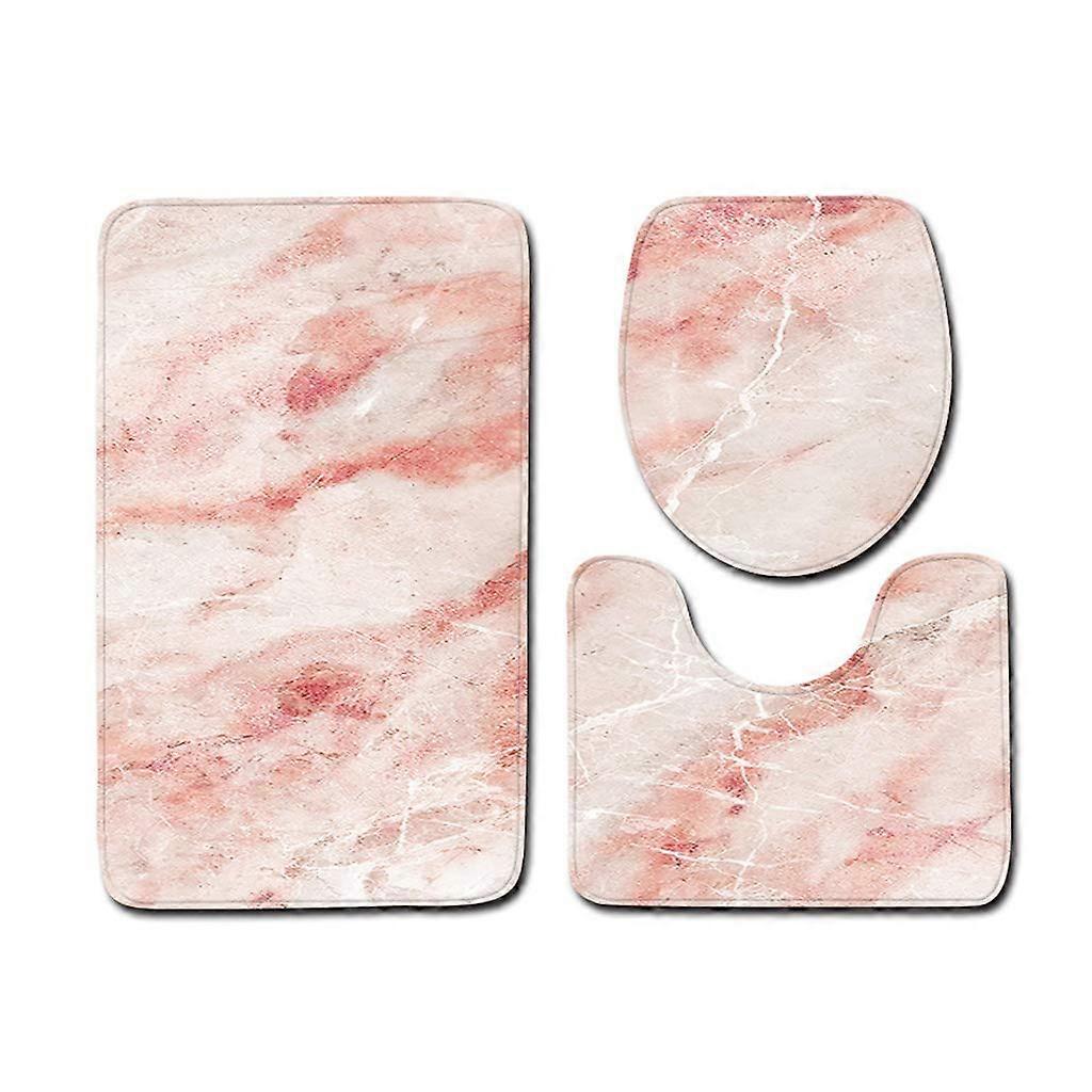 Bathroom Toilet Mat Set - Absorbent Non-Slip Carpet for Home - Three-Piece Floor Mats in Soft Microfiber - Machine Washable