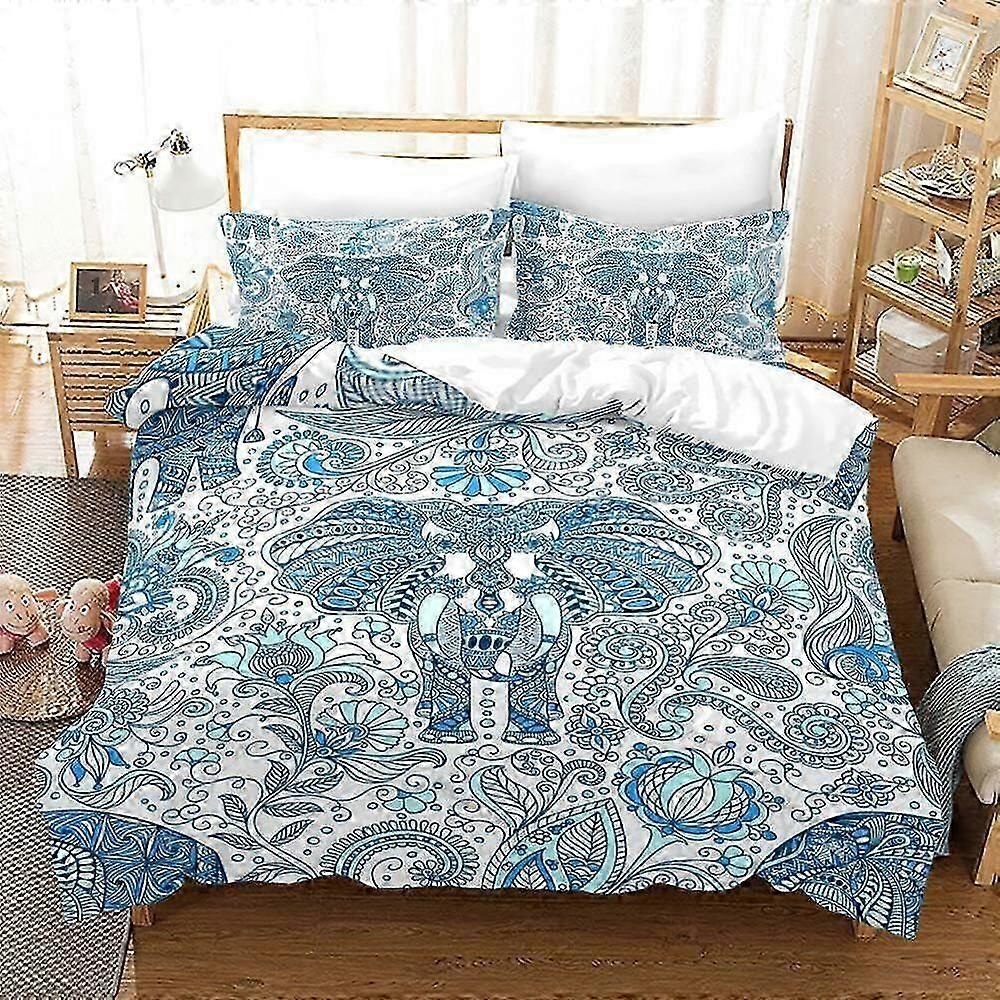 v2512 Lençóis Bohemian Elephant Floral Print Capa de Edredão Conjunto Colcha Lençóis IU2512