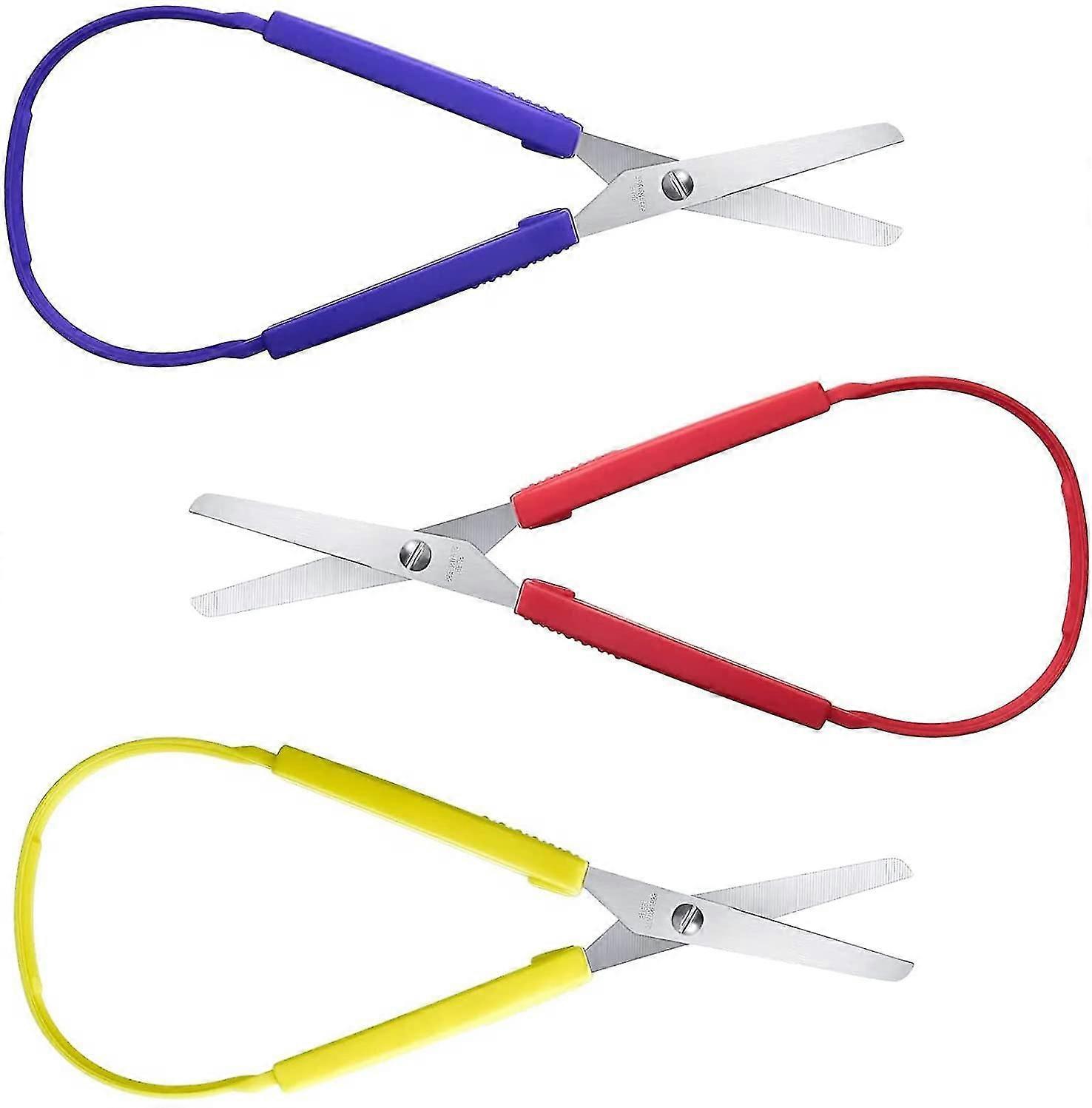 SNQTV-Pack Of 3 Loop Scissors Self-opening Afety Scissors For Children And Adults