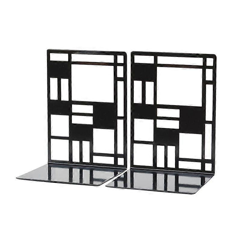 Black Checkered Bookends - Decorative Shelf Dividers (2-Piece)