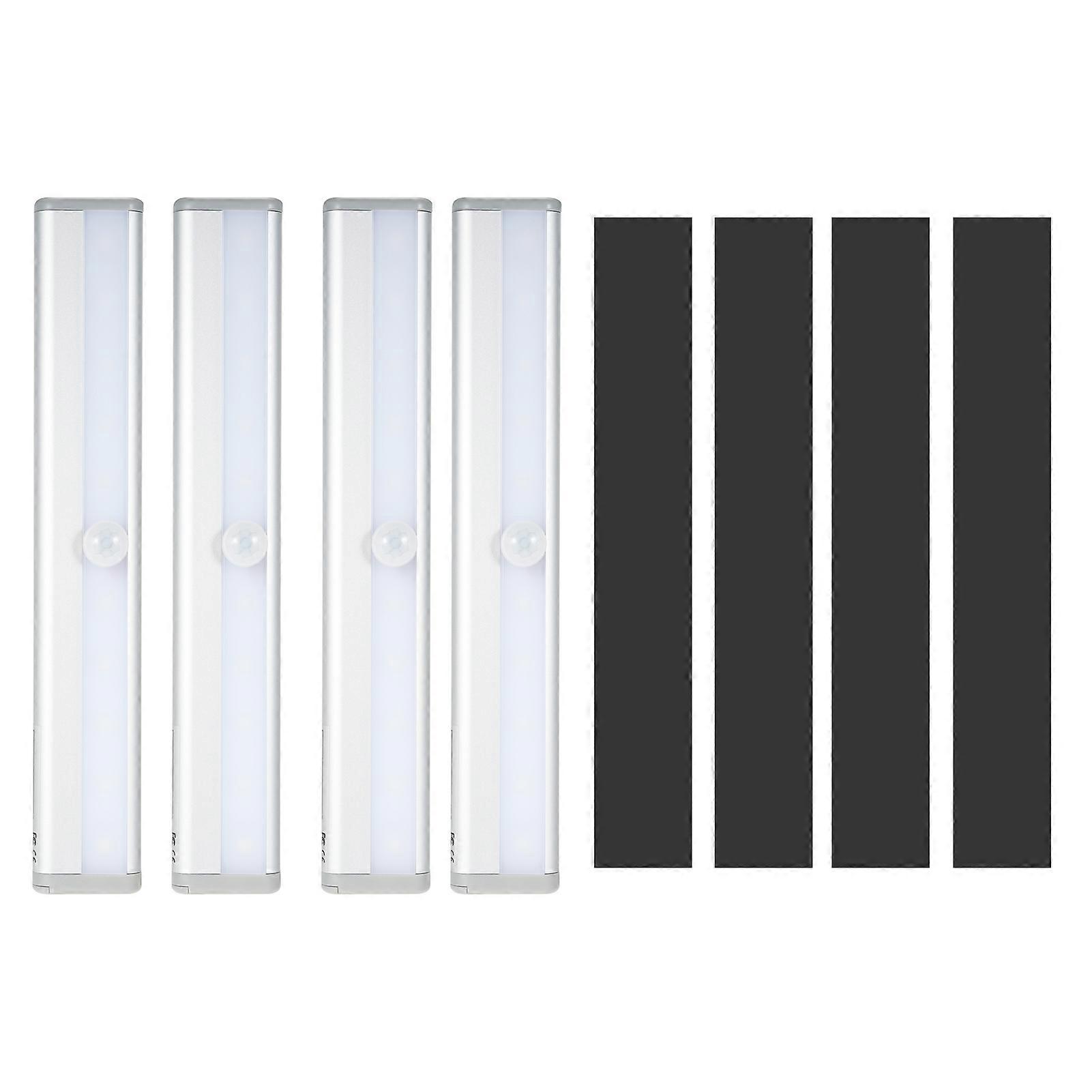 Wireless Motion Sensor LED Lights Battery Powered Magnetic Night Light Strips for Kitchen Stairs Hallway 10 LEDs 4 Pack