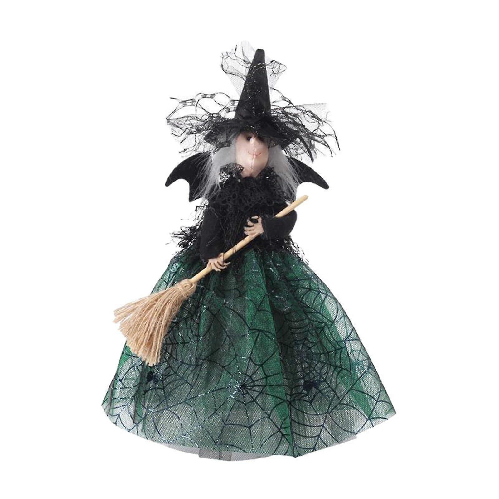 Tabletop Fabric Halloween Fall Witch Collectible Figure (Green, One Size)