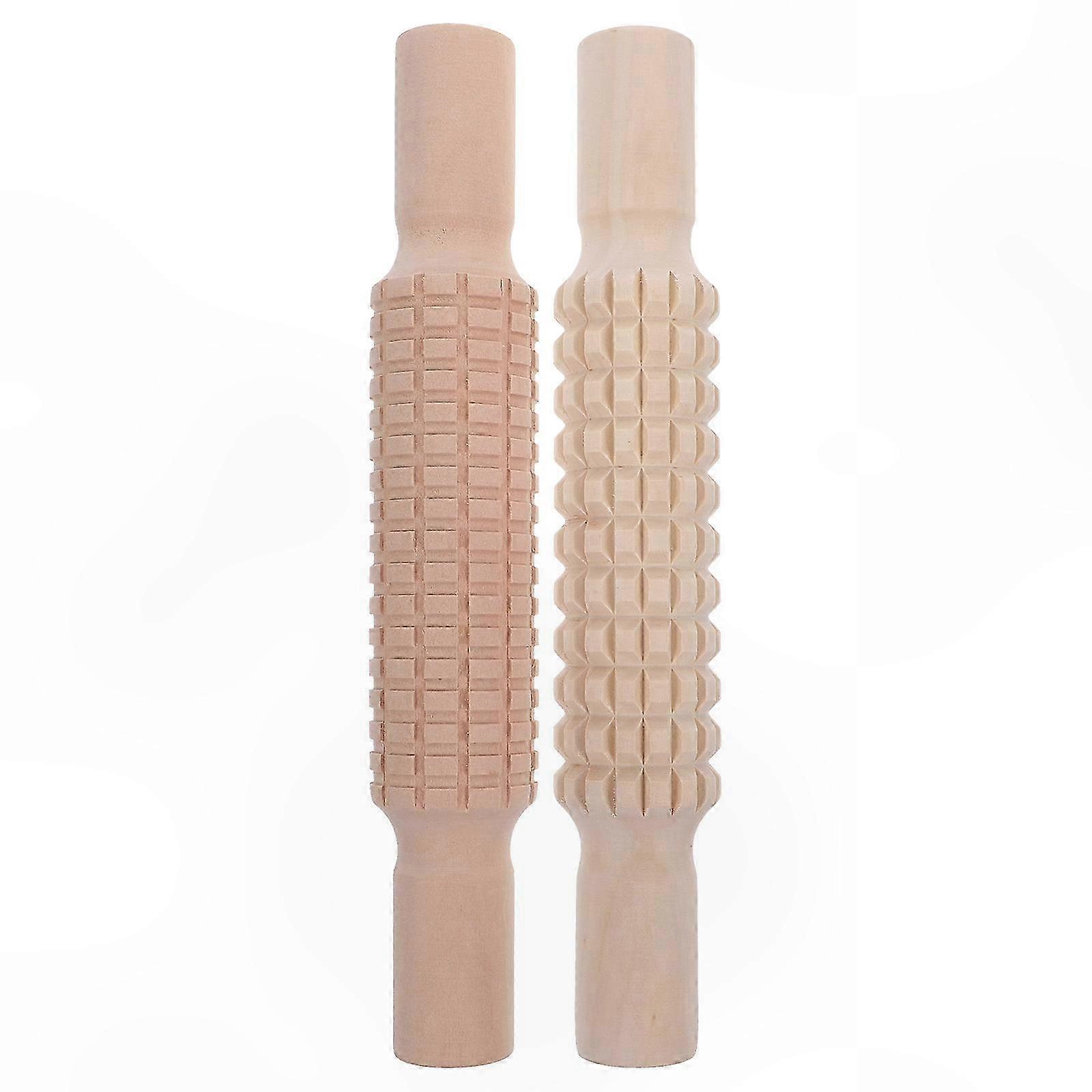 2-Pack Wooden Dough Rollers with DIY Handles for Baking and Crafting