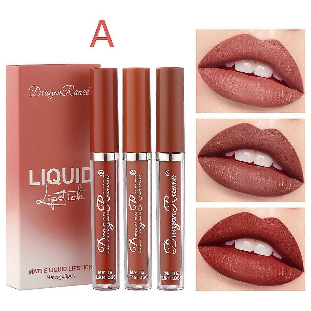 3PCS Liquid Lipstick Set, Long-Lasting Waterproof Matte Lip Makeup for Women, Smooth Application