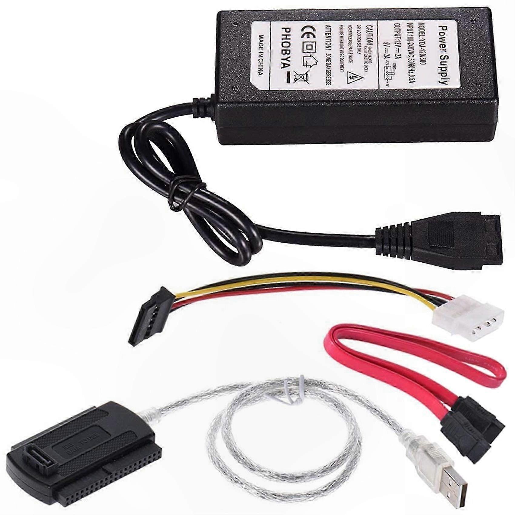 USB 2.0 Adapter Cable for SATA IDE Drive Conversion with EU Plug