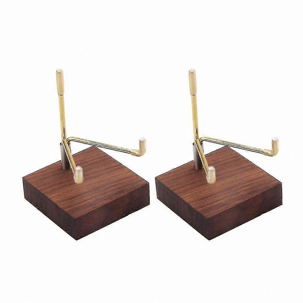 2-Pack Wooden Display Stands for Fossils, Geodes, Minerals, and Agate Stones