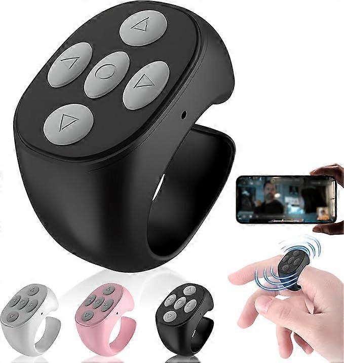 Wireless Bluetooth Remote Control, Page Turner Scroller Ring (Black)