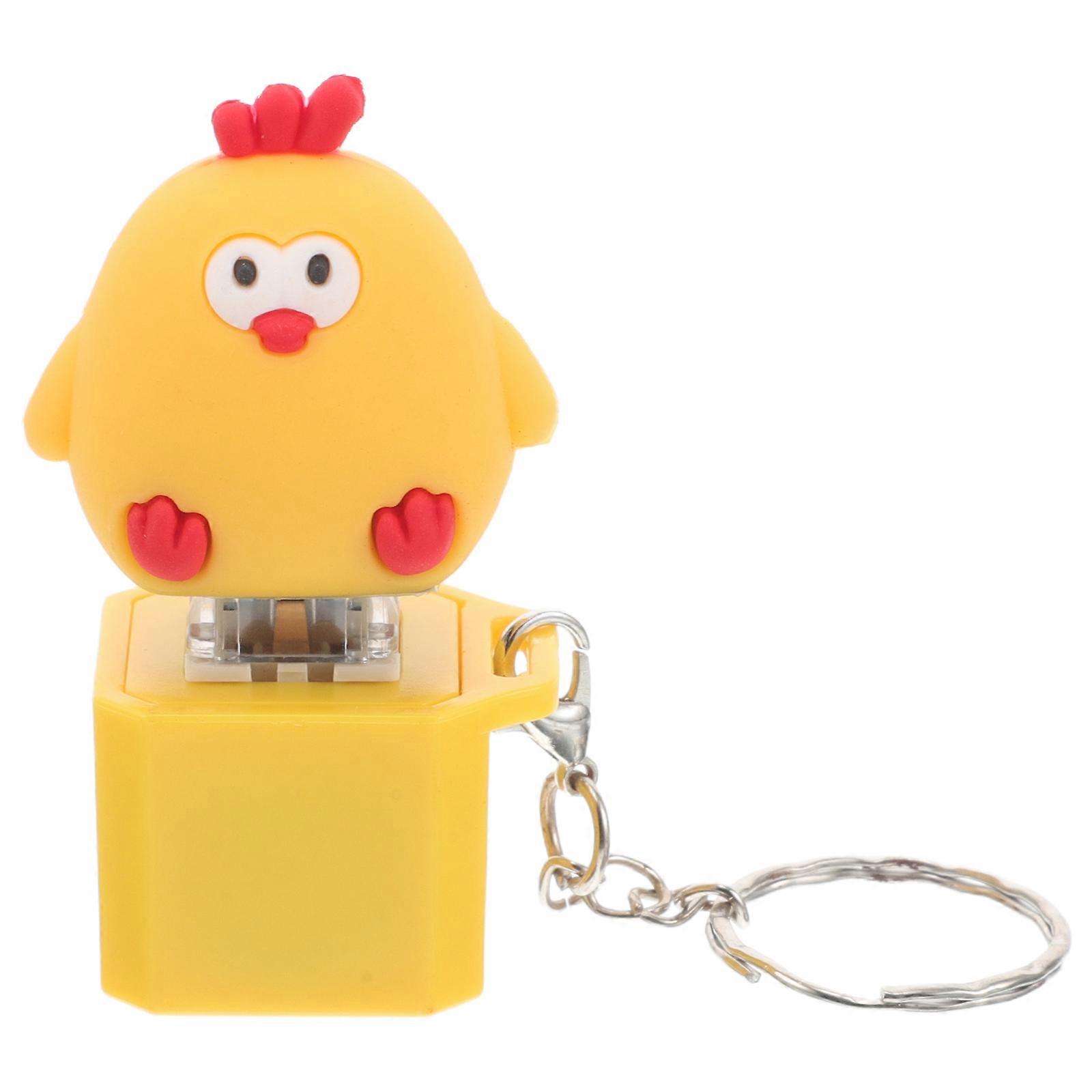Keyboard Fidget Keychain Chicken Shape Children Adults Yellow Plastic Stress Relief 1Set
