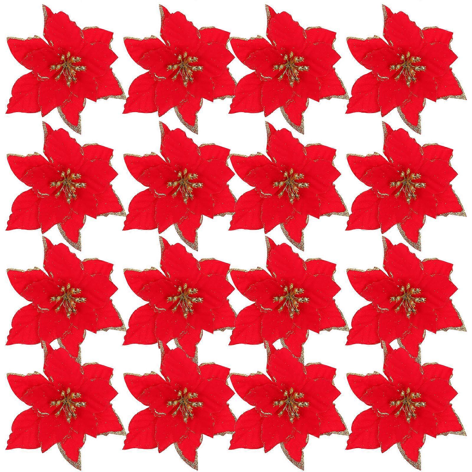 Red Artificial Flower Christmas Table Setting Decorative Item Pe Material 24Pcs