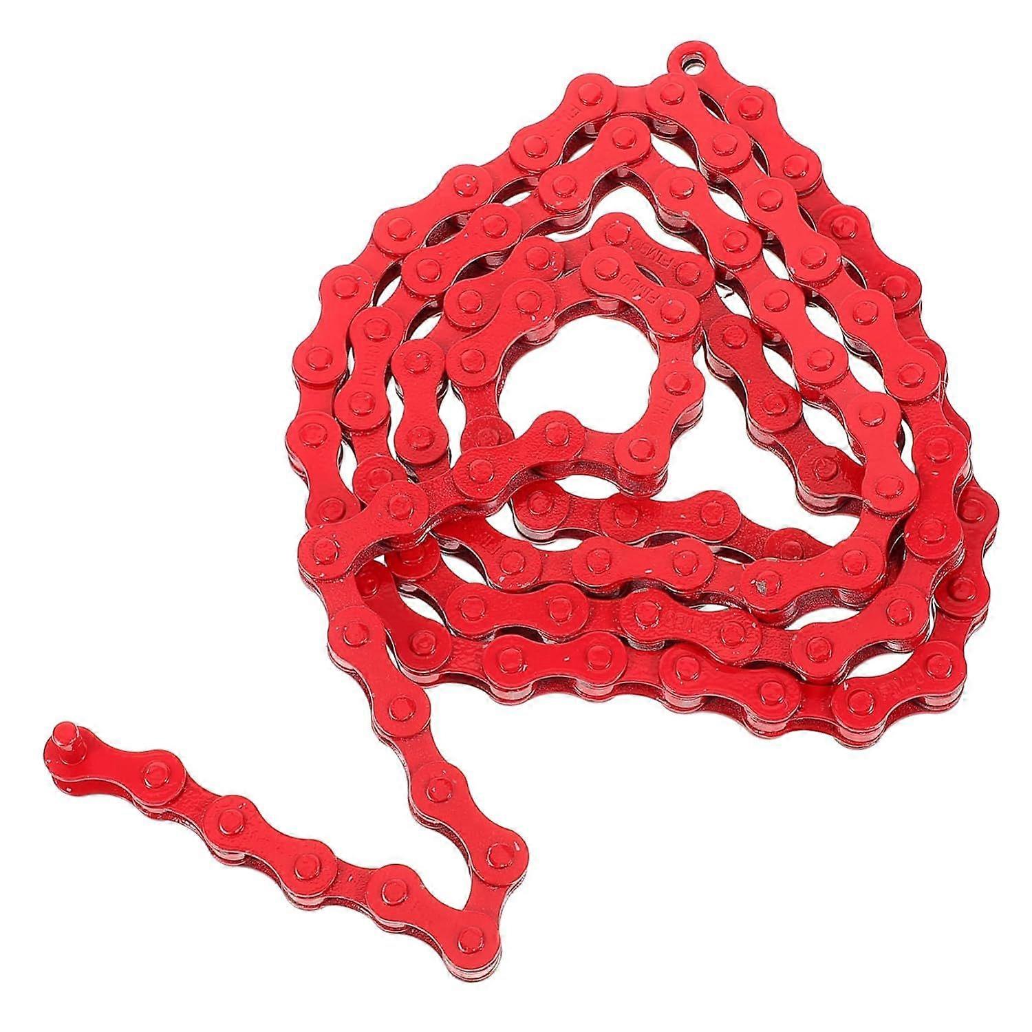 Single Speed Bicycle Chain 94 Links Red Color Sturdy Replacement Chain for Bikes