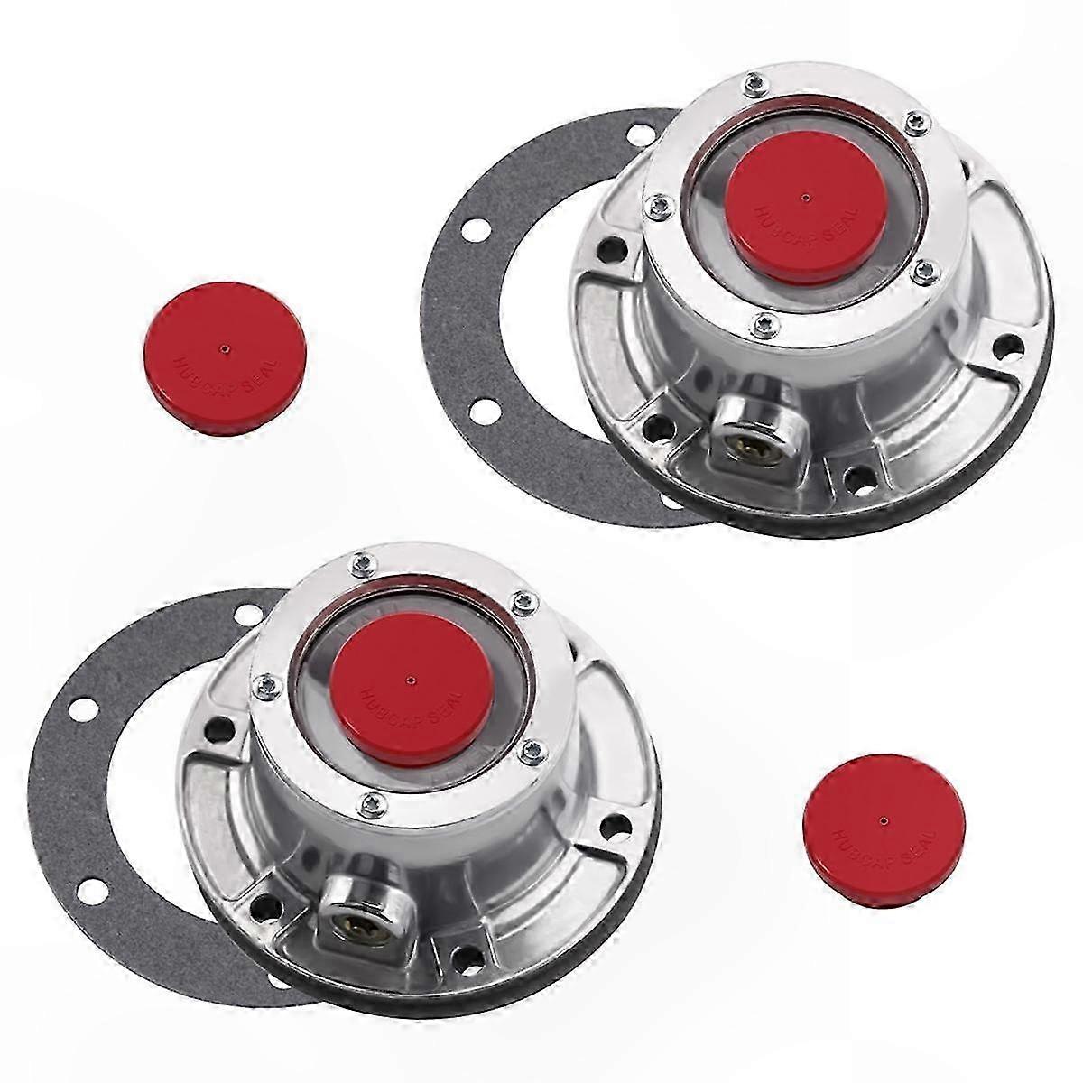 Trailer Hub Caps Compatible with Stemco Axles, 4 Rubber Plugs & Gaskets Included (2-Pack)