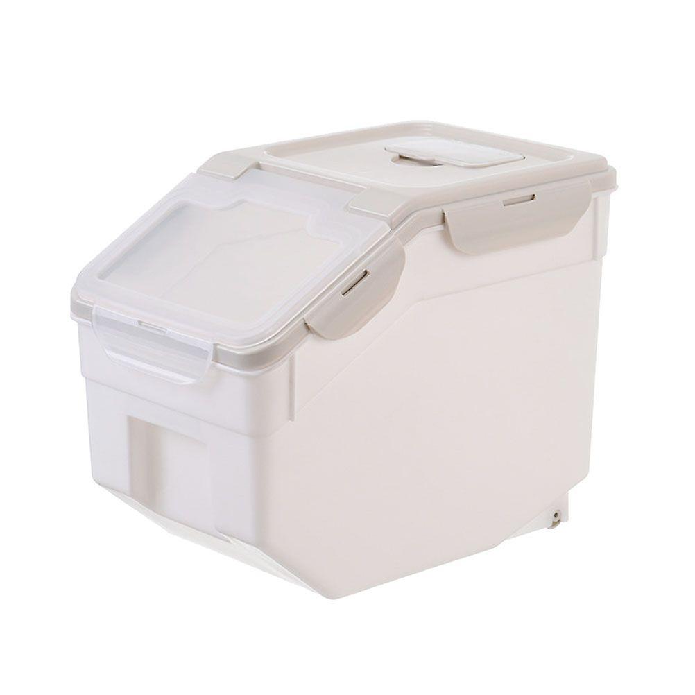 Pet Food Container Dry Food Bucket Storage Case Containers Size L (Beige)