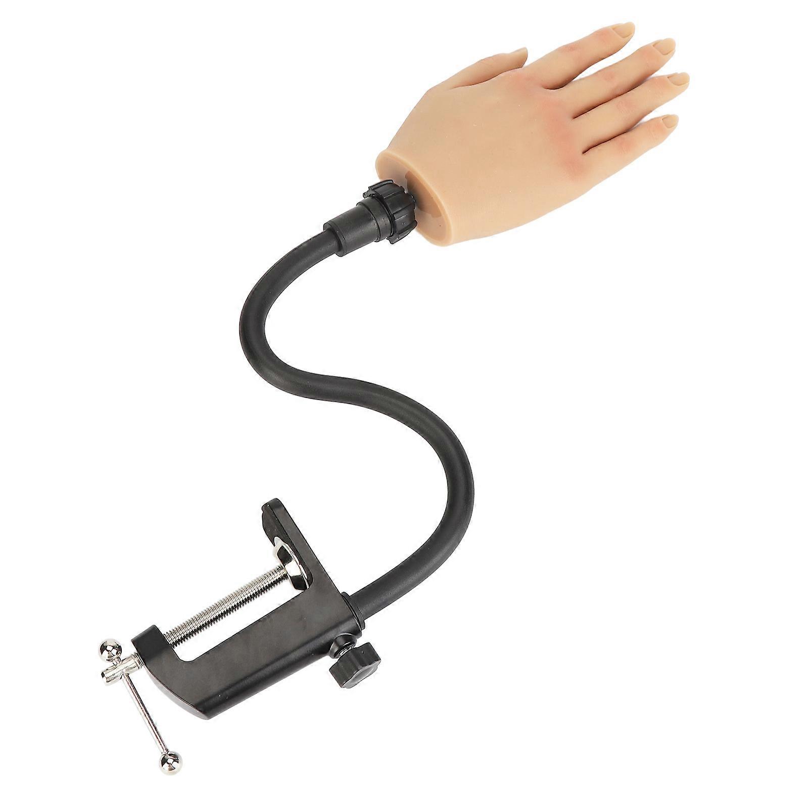 Flexible Right Hand Nail Practice Model with Desktop Clamp Silicone