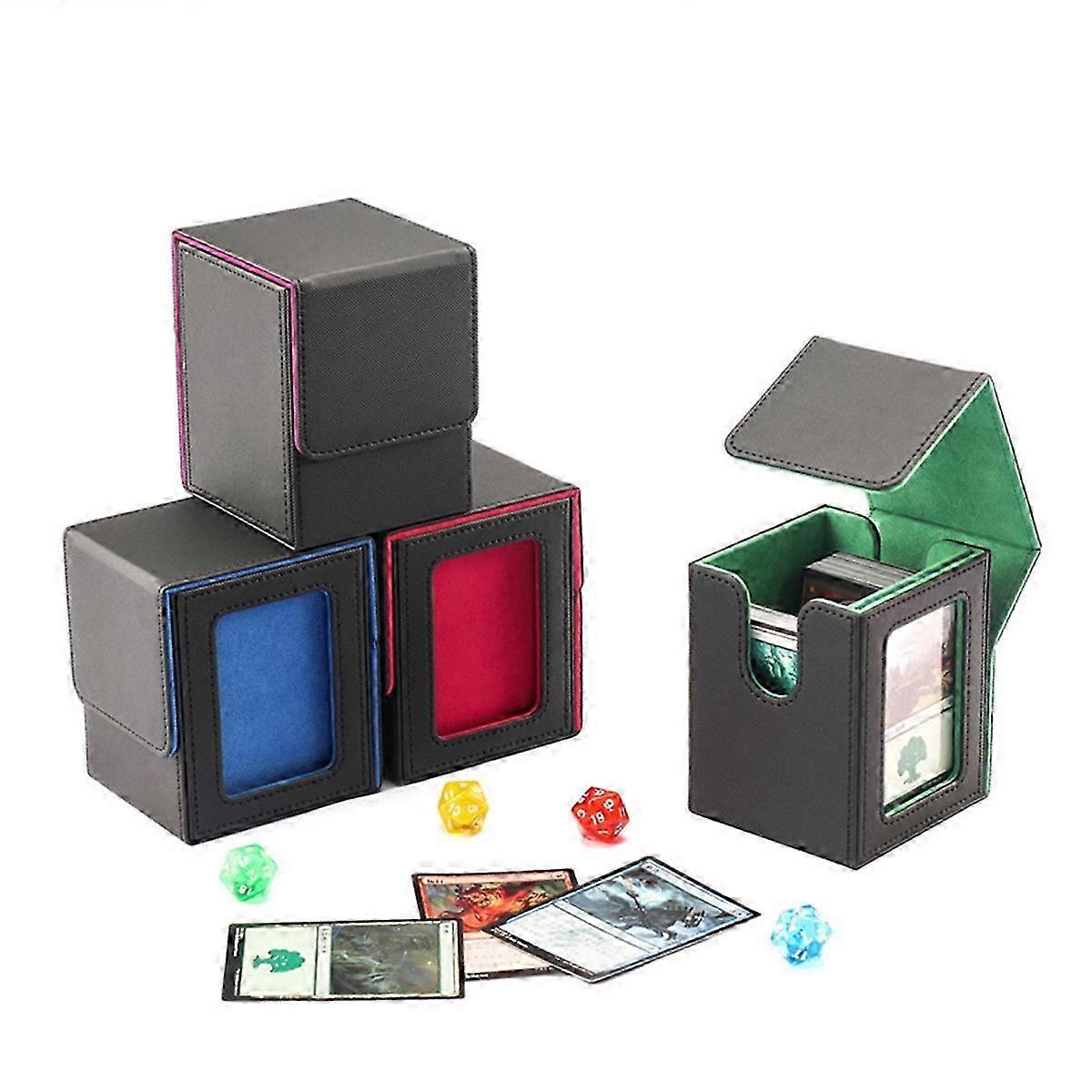 Card Storage Box for Trading Cards , with Display Window khaki
