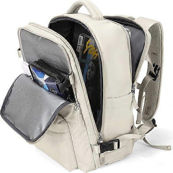 Multi-functional backpack, beige, waterproof and durable with anti-theft zippered pocket