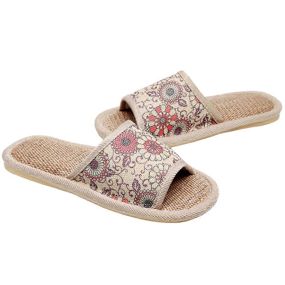 Linen Slippers Light Noiseless Sandals for Wearing 1Pair Watermelon Red