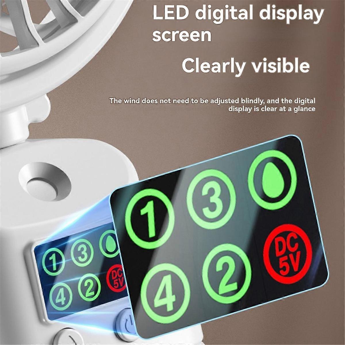 Four Speed Sprays Fan with Charging Capability, Mini Fan with Pedestal Clip, Suitable for Home and Office Use, Compact,A