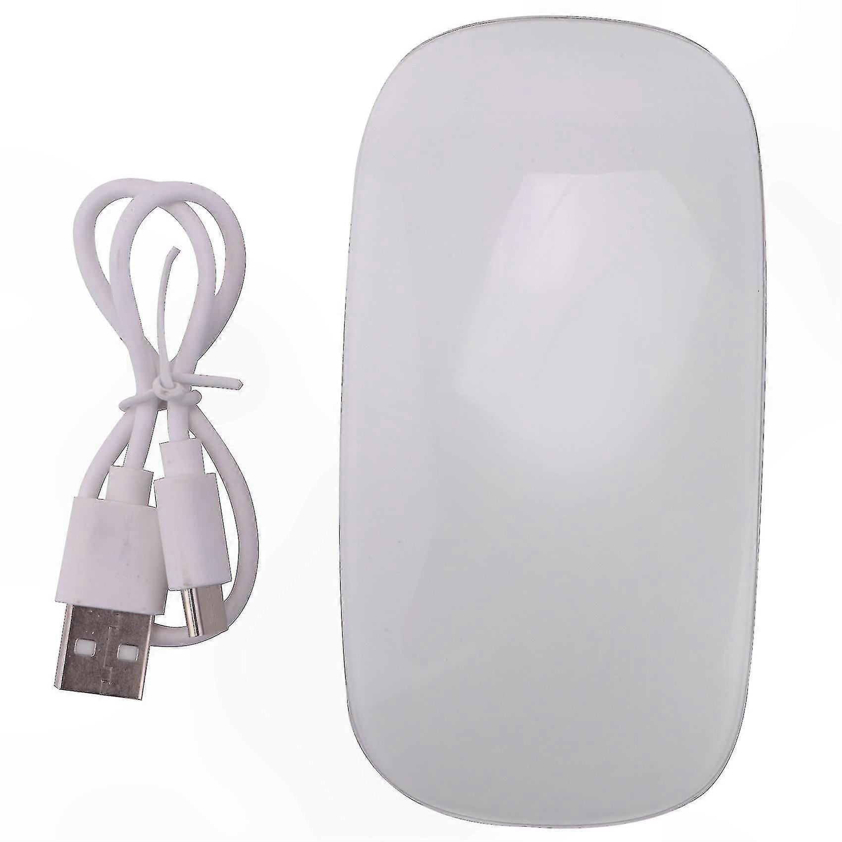 White Silent Rechargeable Bluetooth Mouse, Slim Ergonomic Wireless Computer Mouse for PC